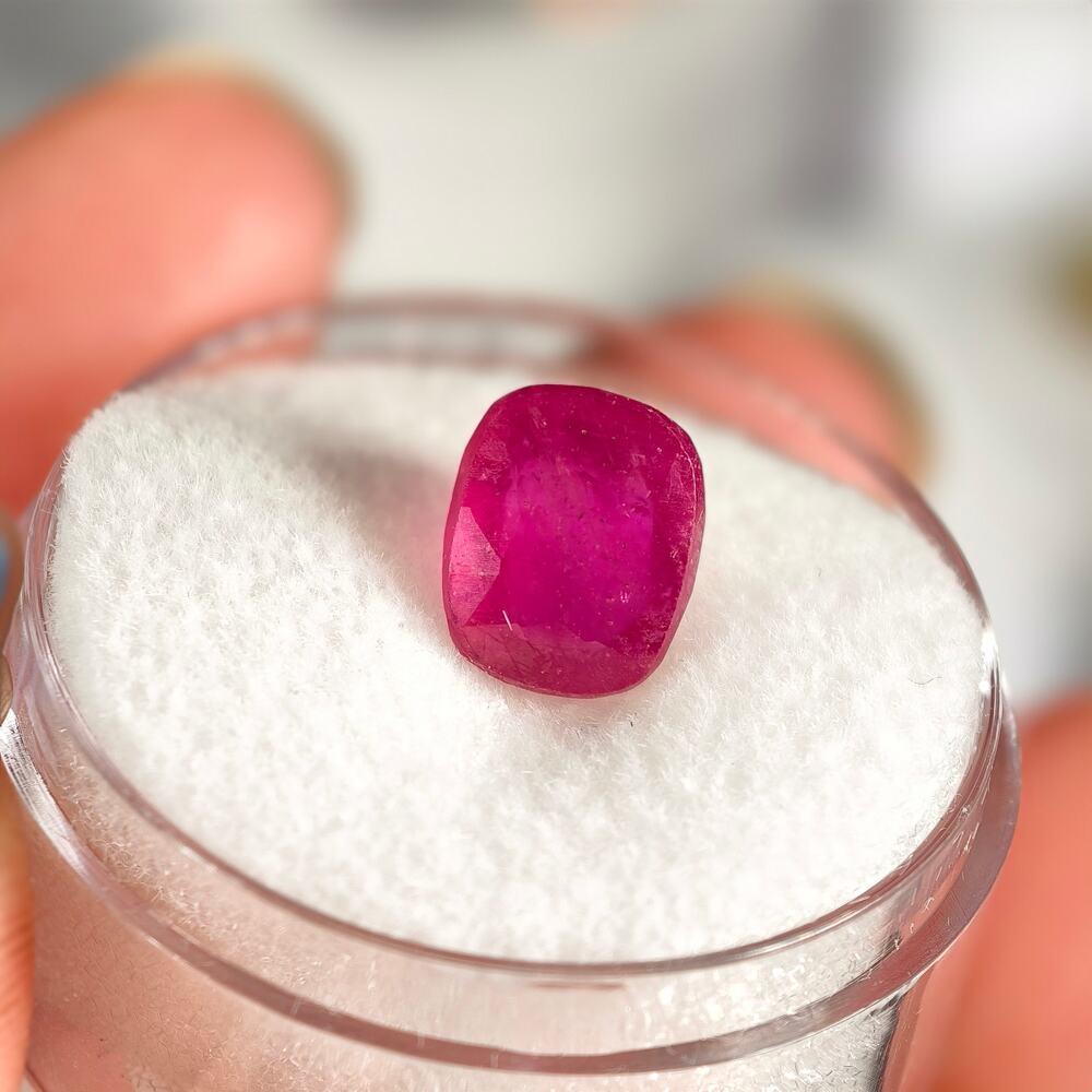 3.55ct Ruby (Glass Filled) Rectangle Cushion Cut Gemstone